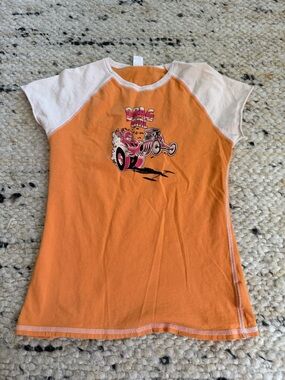 Women's Hyp Tight Fitted orange Baby Tee M drag girl 100% cotton Y2K